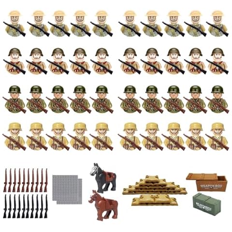 LEERFEI 106Pcs WW2 Army Figures Building Set Cover