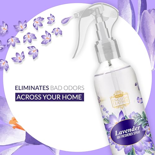 Image of Next English Leather Lavender Air Freshener Spray for Home, Car & Office - 200 ml (Pack of 2) | Long Lasting Room Freshener | Gas-Free Deodorizer for Indoor Spaces | Twin Value Pack