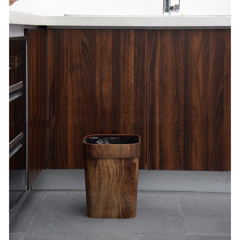 Cubo de basura de madera rectangular y antideslizante para dormitorio interior 7
