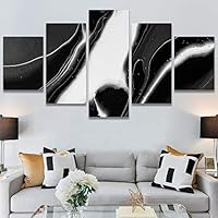 SIGNWIN 5 Panel Canvas Wall Art Modern Art 3D Abstract Abstract Brushstroke Contemporary Digital for Home Decorations Ready to Hang - 60