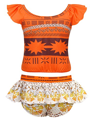 AmzBarley Girls Swimwear 2 Pieces Bathing Suit Ruffle One Shoulder Swimsuits Bikini Set Swimming Skirts2