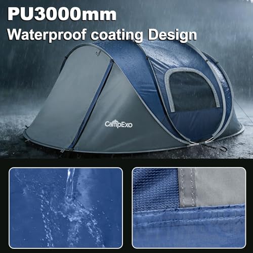 Image of Camping Tent, Pop Up Instant Tent for 2-4 Person, Sets Up in Just Seconds, Waterproof Durable Tent with Carry Bag for Camping Hiking Outdoor