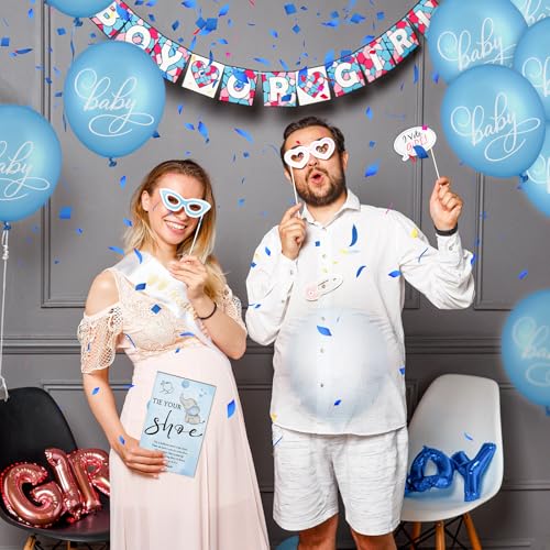 Image of Roowest 51 Pcs Tie Your Shoe Baby Shower Game Sign Wooden Sign Greenery Gift Sets Gender Reveal Party Favors 50 Balloons Latex Balloons for Game Wedding Supplies(Blue,Elephant)