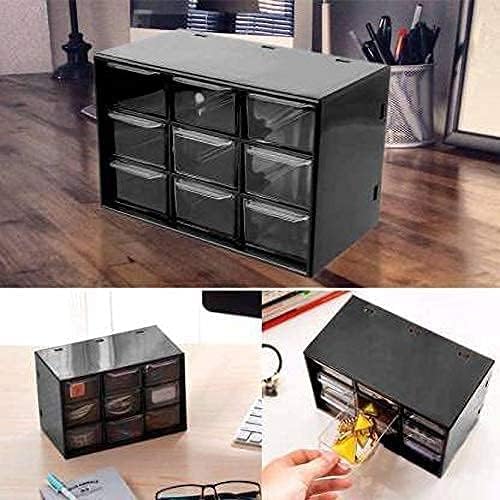 Image of 9 Grid Mini Plastic Acrylic Multipurpose Drawer Storage Box (BLACK)