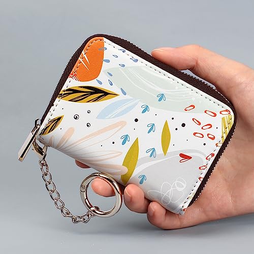 Image of FurArt Zipper Wallet Women, RFID Blocking Credit Card Wallet, Business Card Holder, Compact Size KeyChain Wallet, Doodle, small, Classic