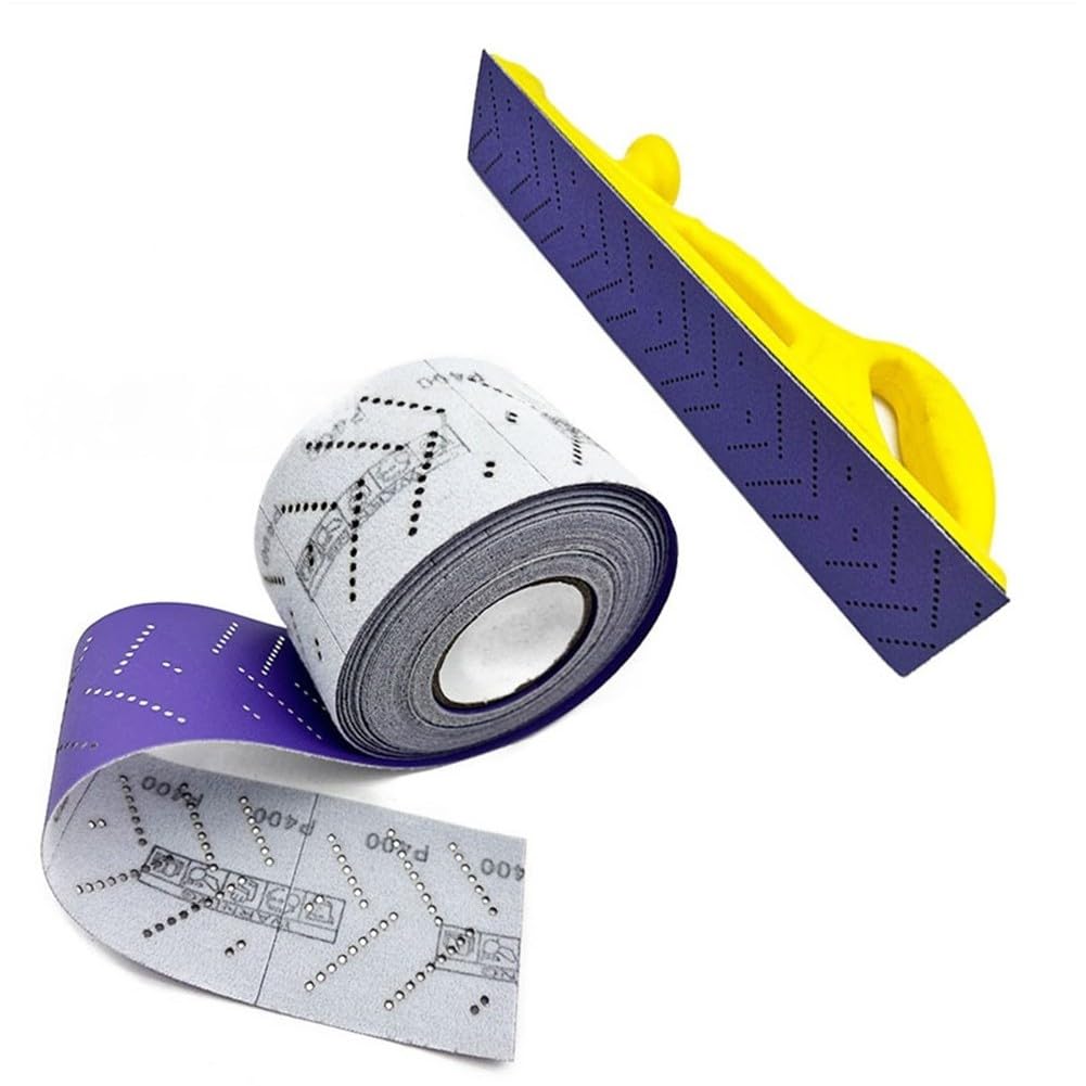 FABULETTA Para 1 rollo de papel de lija violeta de 12 m de largo, grano 80-600, rollo de papel de lija con varios agujeros para lijar madera y metal