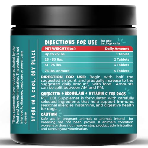 Pet Lol PLQUERCETIN Quercetin For Dogs With Bromelain And Vitamin C | 3-In-1 Supplement For Dog Allergies, Immune Support, Itch Relief, Promote Inflammatory Relief & Antioxidant Activity | 120 Chewable Tablets thumb #2