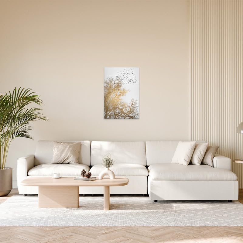 A.S. Création Obraz na płótnie korona drzewa białe złoto — obraz ścienny w kolorze kremowym, złotym — 50 x 75 cm — DD131769