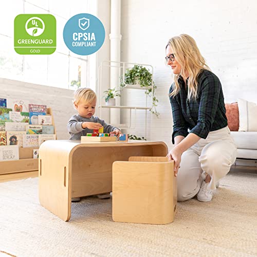 Ecr4Kids Premium Bentwood Multipurpose Table And Chair Set, Kids Furniture, Natural, 3-Piece #TOP6