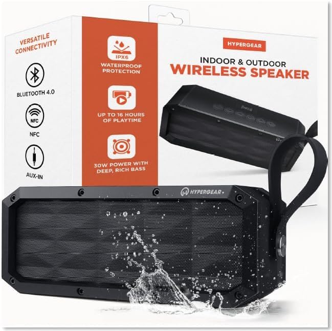HyperGear BeastXL Bluetooth Speaker - 30W IPX6 Portable Speaker Bluetooth, Linkable Blue Tooth Speakers Outdoor & Indoor Water Resistant Loud Bass Wireless Speakers, Built-in Mic - Image 9
