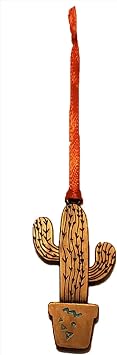 Cactus Christmas Tree Ornament Bronze Charm Saguaro Metal Souvenir Southwest
