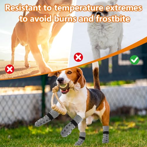 Weniubit 4 Paar Hundesocken Anti Rutsch Doppelseitige, Hundesocken Leckschutz mit Verstellbaren Riemen, Hunde Socken für Hunde im Innenbereich im Freien (M)