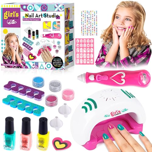 AQXONG Kit de Manucure pour Enfants，Cadeau Pour Filles Enfant 6 7 8 9 10 Ans - Vernis à Ongles Soluble Dans L'eau - Sûr, Non Irritant - Set de Vernis à Ongles Jeu Créatif pour Enfants - 16 PCS