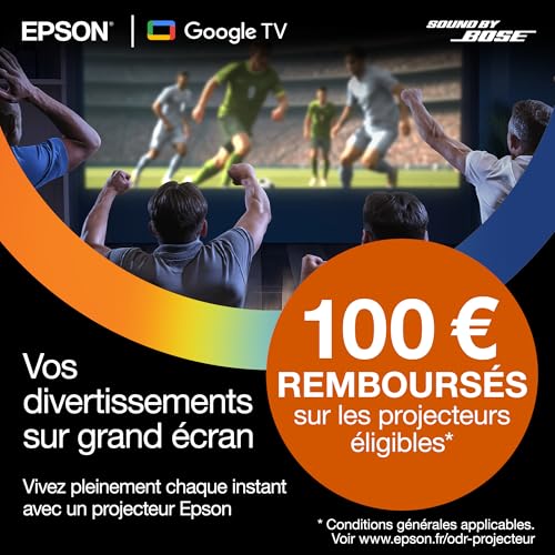Epson Lifestudio Flex Plus EF-72 Chênet, Projecteur portatif Smart, Sound by Bose, Google TV, 4K Pro UHD, Fonction Lampe latérale LED, Pied réglable, Usage intérieur/extérieur, Garantie 5 Ans*