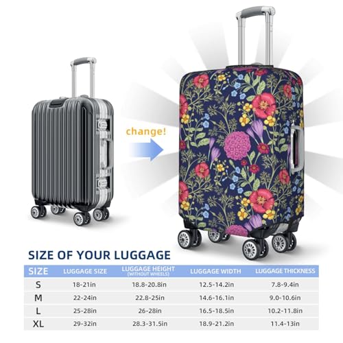 Floral Print Luggage Cover For Suitcase,Washable Elastic Travel Suitcase Protector With Zipper Closure And Bottom Buckle – Fits 18-32" Luggage-X-Large4