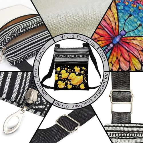 Rubber Duck Messenger Bag Small Ethnic Pattern Printed Adjustable Strap Crossbody Zipper Bag Rubber Duck Phone Bag Wallet Cute Shoulder Handbag for Women Friends -44