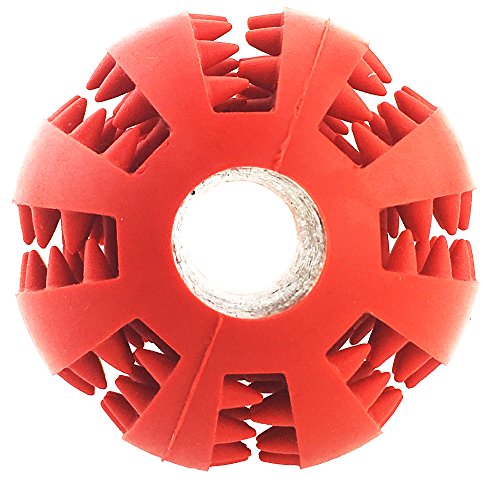 Aduck Durable Dog Ball Toys For Aggressive Chewers Teething Cleaning [Dental Treat] [Bite Resistant] Natural Soft Bouncy Rubber Ball Toys For Pet Iq Training Playing And Chewing -2.8 Inch (Fire Red) #TOP1