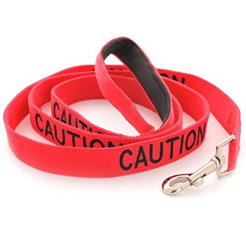 Caution Red Color Coded 2 4 6 Foot Padded Dog Leash (Do Not Approach) Prevents Accidents by Warning Others of Your Dog in Advance (6 Foot Leash)