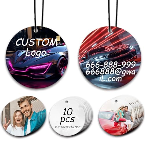 10/20/50/100Pcs Custom Logo Air Freshener for Car Bulk - Wholesale Personalized Car Air Fresheners with Photo Text Business Logo Customized Passenger Princess Car Decor (10 Round)