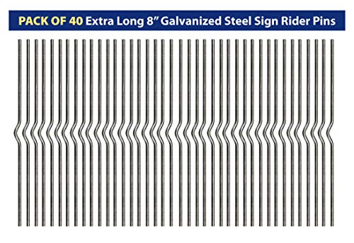 Calendars And More 8 Inch Yard Sign Pin Stakes: Metal Sign Rider Pins For Standard Corrugated Plastic Set Of 40 Metal Rider Pins  thumb #2