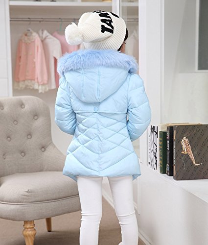 Child Kids Girls Winter Warm Jackets Coat Snowsuit Hooded Windbreaker Outwear with Soft Fur Hoodies for 3-12 Years Old(Blue, 3-4T/(Fit Height:41"-45")/Tag120)