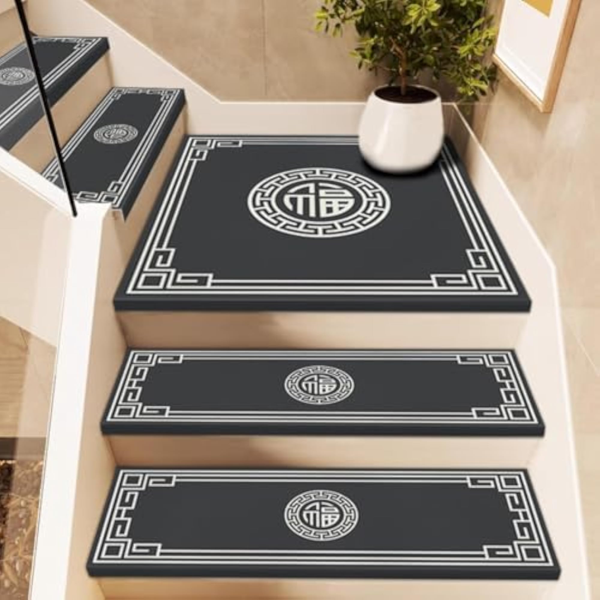 Modern Non-Slip Stair Steps Mat, Gray