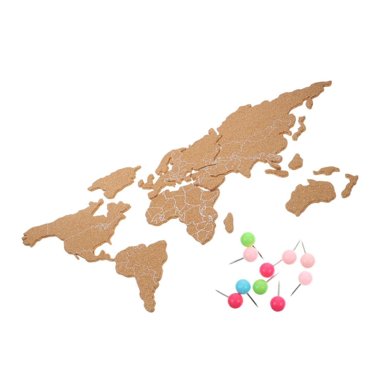 Gogogmee Cork Board Map Decorative Bulletin Board World Map Art Wall Decor Easy to Install