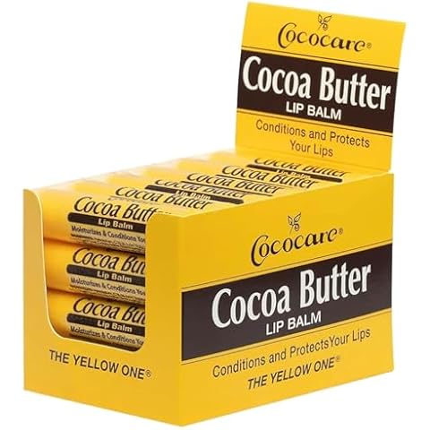 Cococare Cocoa Butter Lip Balm - The Little Yellow Stick - Conditions & Protects Lips with Hydrating Formula - Light Scent of Cocoa Butter - 0.15oz (10 Sticks) Cover
