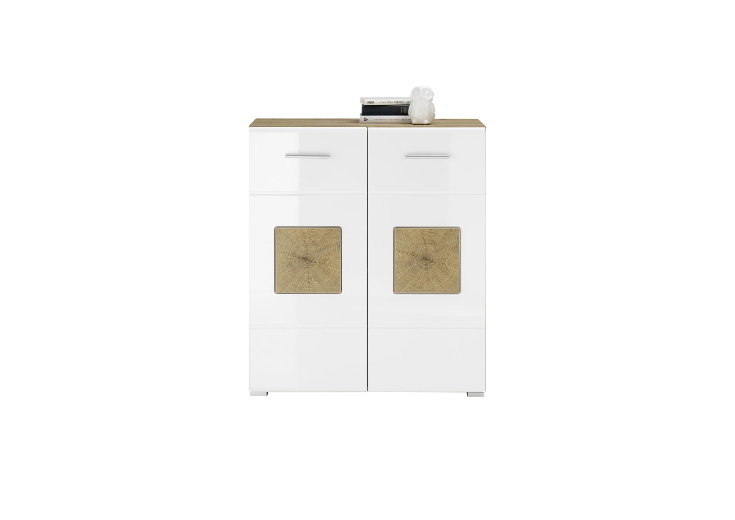 möbelando Kommode >Georgia< in Eiche Artisan Nachbildung - 80x92x38cm (BxHxT)