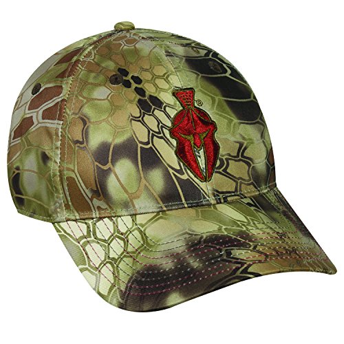 Kryptek Highlander Red Logo Baseball Cap, Adjustable Hunting Hat for Men, One Size, Green Camo