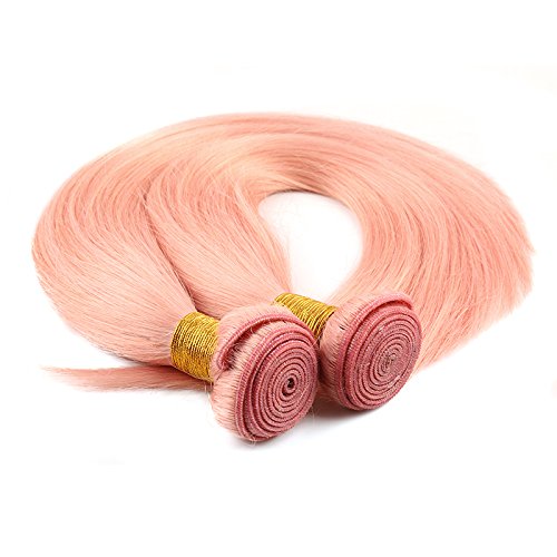 Remy Brazilian Human Hair Extensions Straight Hair Weave Pink 1 Bundle 18 inch