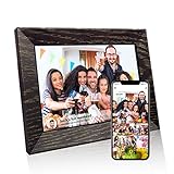 BYYBUO Cornice fotografica digitale Wi-Fi da 7 pollici, marrone noce 16G, cornice digitale Wi-Fi touchscreen 1024 x 600IPS, condivisione di foto o video tramite l'app Frameo 2023