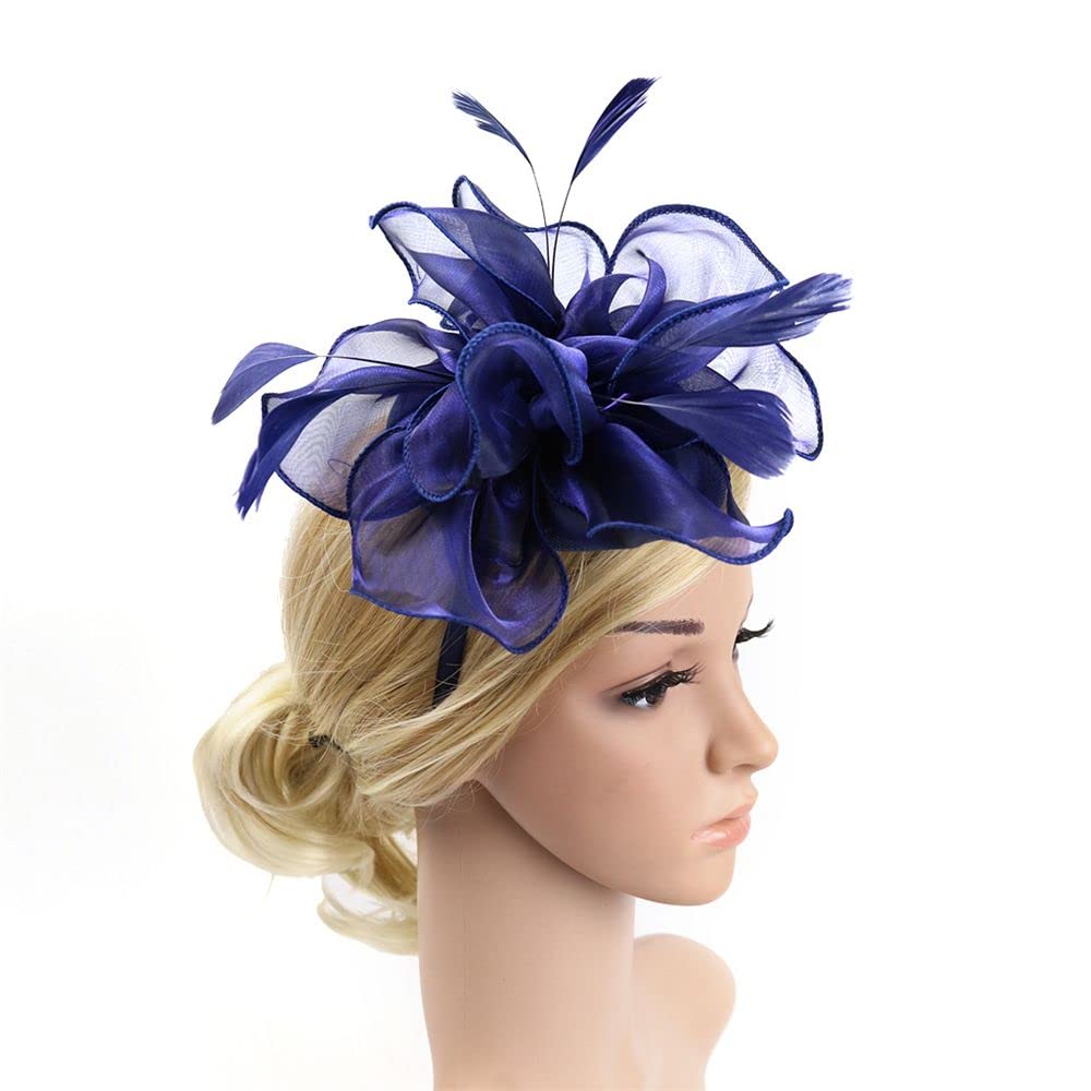 Norhogo Affascinante Cappello Con Fiore In Rete E Piume - Fascinator Elegante Per Matrimonio, Tea Party E Cocktail, Donna - 2