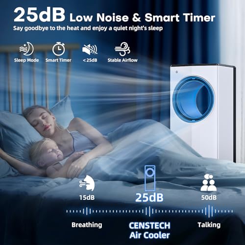 Image of Swamp Cooler Air Conditioner, 1800CFM Windowless Air Conditioner for Bedroom w /Dual Tanks for 24H Cooling 600sq.ft,4 Modes&3 Speeds, 28FT Remote, 360Swing 30 inch Portable Evaporative Air Cooler