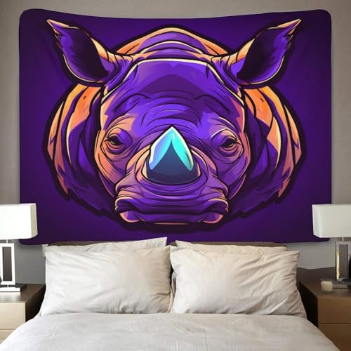 Couverture murale rhinocéros 3D 150x200cm en polyester doux pour salon - 4