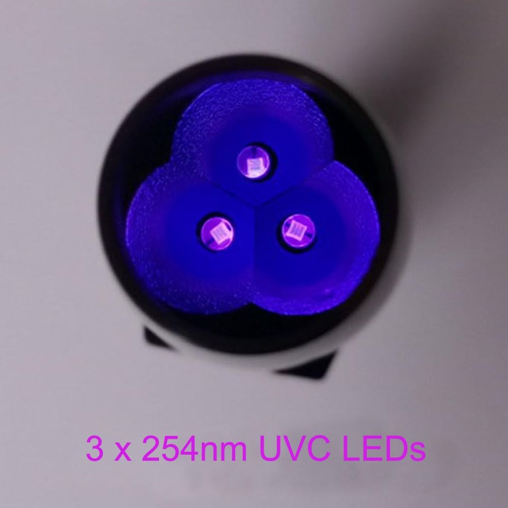 Shortwave 254nm UVC & Longwave 395nm 365nm UVA LED Flashlight, Yooperlites, Calcite, Fluorescent Minerals Phosphor, Counterfeit Currency, Tagged Stamps Detector UV LED Torch with ZWB3 Filter Glass