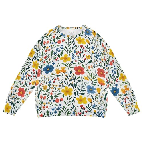 JUNZAN Spring Flowers Orchid Dianthus Narcissus White Kids Girls Sweatshirts Hoodies Fleece Outerwear for Kids Party 4T