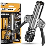 MIFMIA Locking Air Chuck, Heavy Duty with Six Steel Jaws, Locks onto Any Tire Valve, No Leaks or Pop-Offs, Rated to 150 PSI - Closed Flow