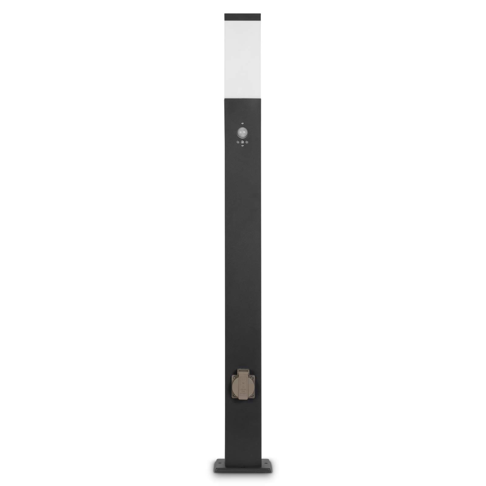 Grafner XL Wegeleuchte mit Bewegungsmelder und 2 Steckdosen, Höhe: 100 cm, Aluminium, E27, schwarz anthrazit, Wegleuchte Weglampe Gartenlampe Gartenleuchte Standlampe Außenstandleuchte Pollerleuchte