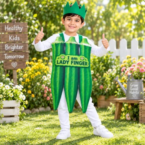 Image of Raj Costume Kids Fruit & Vegetable Fancy Dress Costume | Soft Felt Fruit and Vegetable Cutout Costume for Boys & Girls | School Annual Function