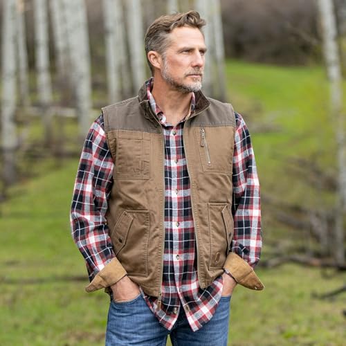 Image of Legendary Whitetails Men's Tough as Buck Vest for Men, Work Flannel Lined Hunting Outerwear, Casual Western Insulated Zip Up