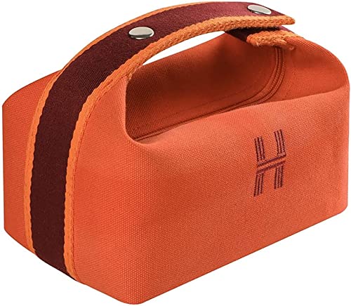 Image of House of Quirk Makeup Bag for Purse Travel Makeup Bag Hanging Travel Toiletry Bag Portable Cosmetic Organizer Bathroom Storage Wash Bag Unisex (Orange)
