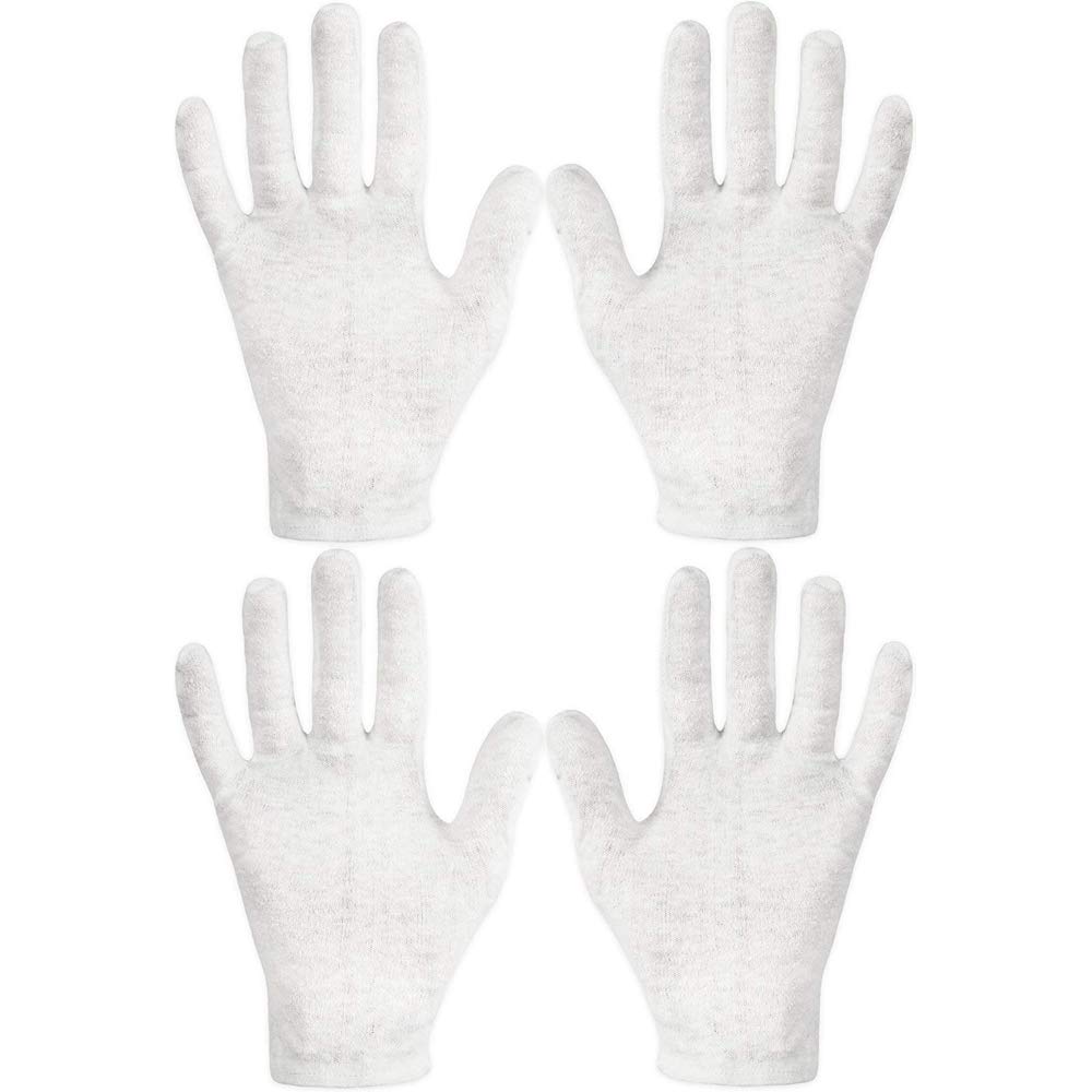 TEEROVA2 Pairs Premium Cotton Cosmetic Moisturizing Natural Therapy Gloves for Dry Hands Healing and Beauty (White)