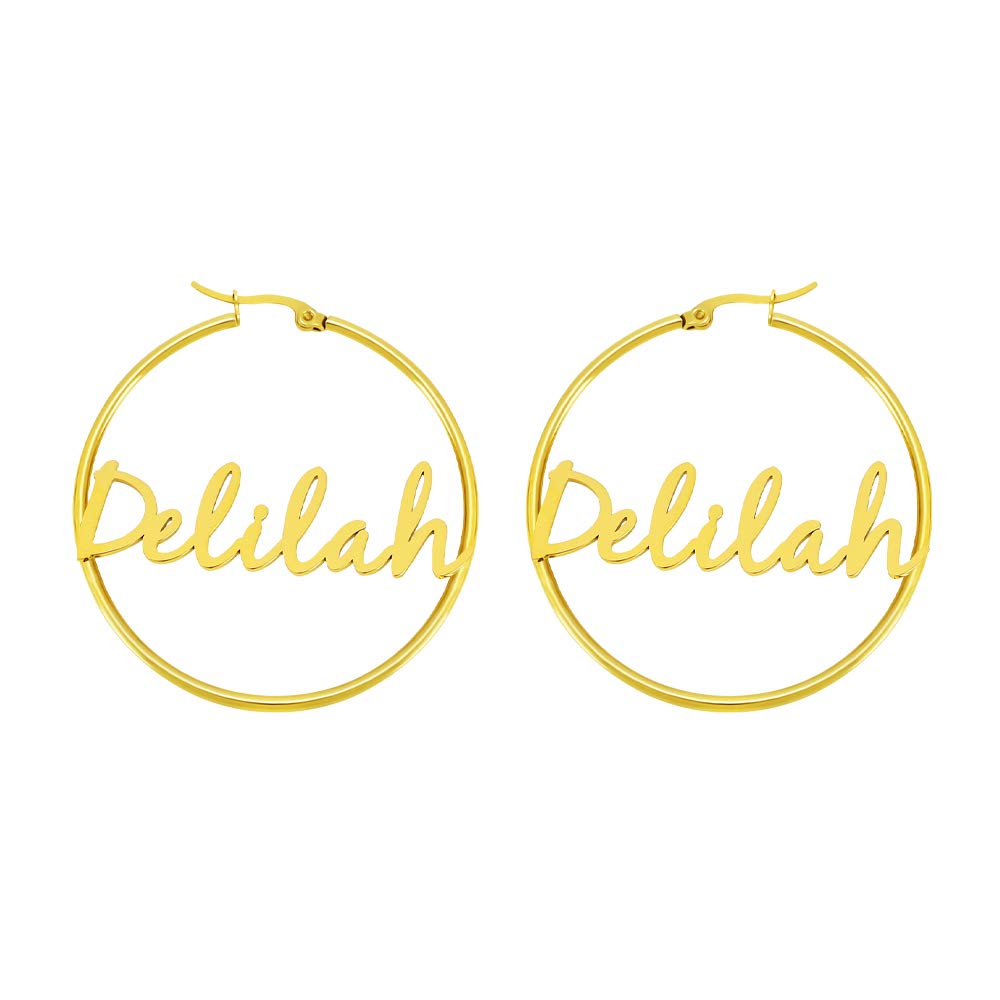 Personalized Gold Name Hoops Earrings for Women Unique Gifts for Her Birthday Mother's Day Thanksgiving Day Christmas 14K Gold Plated Name Jewelry Gifts for Teen Girls