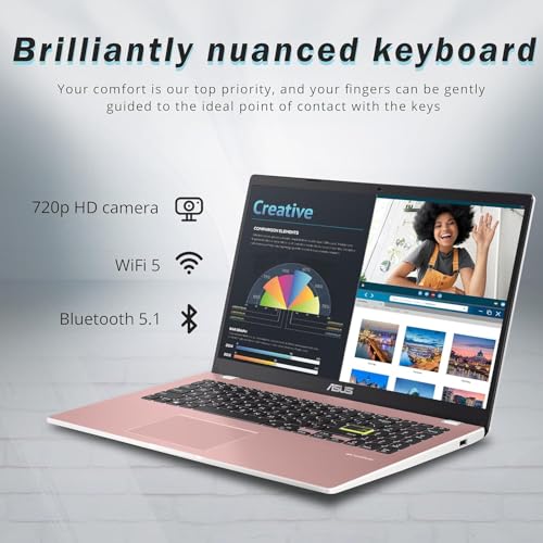 Image of ASUS Vivobook Go 15.6 inch FHD Laptop, Intel Pentium Silver N6000, 4GB RAM, 128GB SSD Drive, ‎Intel HD Graphics, HD Webcam, Wi-Fi 5, with 1-Year Office 365, Win11, Pink