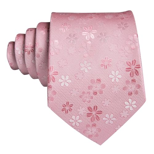 Image of Barry.Wang Men Tie Set Floral Paisley Silk Necktie Pocket Square Cufflinks Formal Wedding Party Business