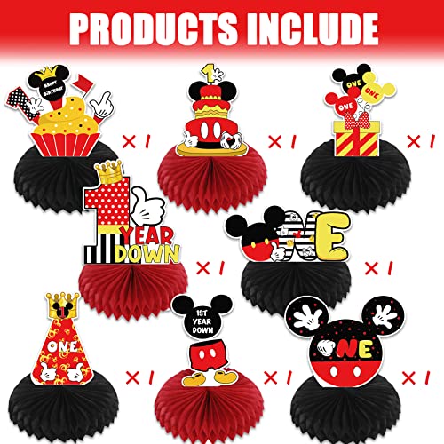 Cartoon Mouse Happy 1St Birthday Honeycomb Centerpieces For Boy Girl, Mouse Theme 1St Birthday Table Centerpieces Party Supplies,Cartoon Mouse Themed One Year Old Birthday Table Topper Sign Decor. #TOP2