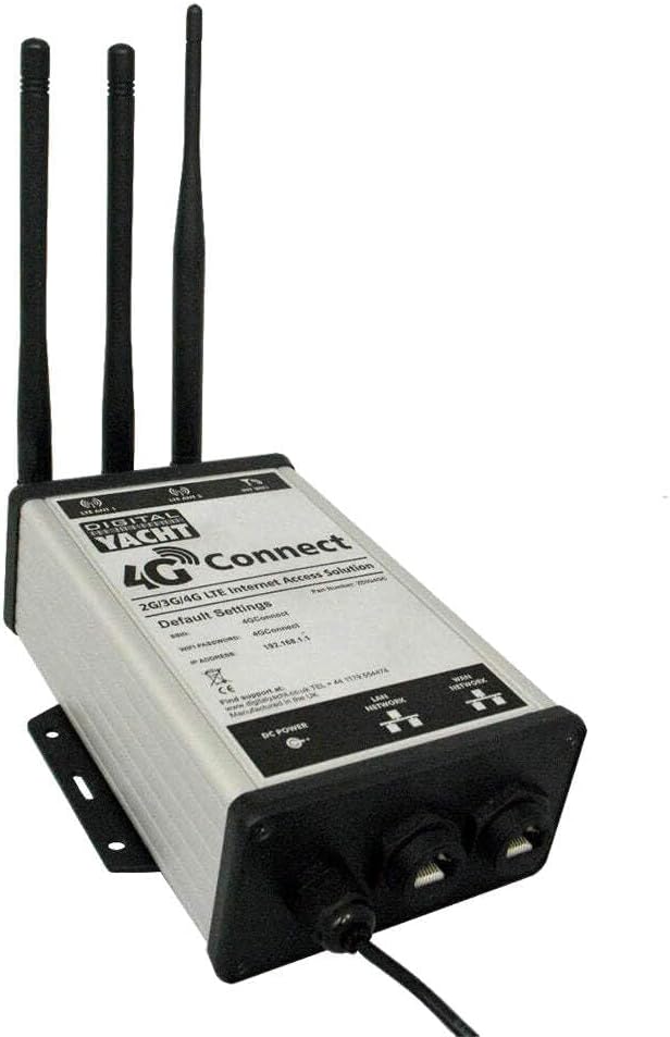 Digital Yacht 4G Connect device with three antennas and various ports