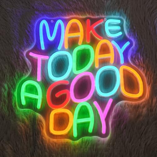 Image of Make Today A Good Day Neon Sign Colorful Letter Neon Light for Wall Decor Inspirational Words Led Neon Signs for Bedroom Calssroom Office Decoration