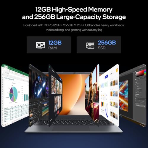 Image of BiTECOOL 15.6 FHD Laptop, N95 Quad Core, 12GB LPDDR5 256GB SSD, Fingerprint